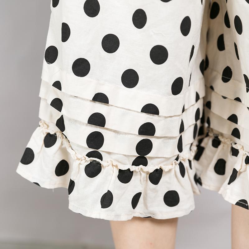 Loose Dot Pattern Falbala Women's Pants