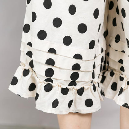 Loose Dot Pattern Falbala Women's Pants