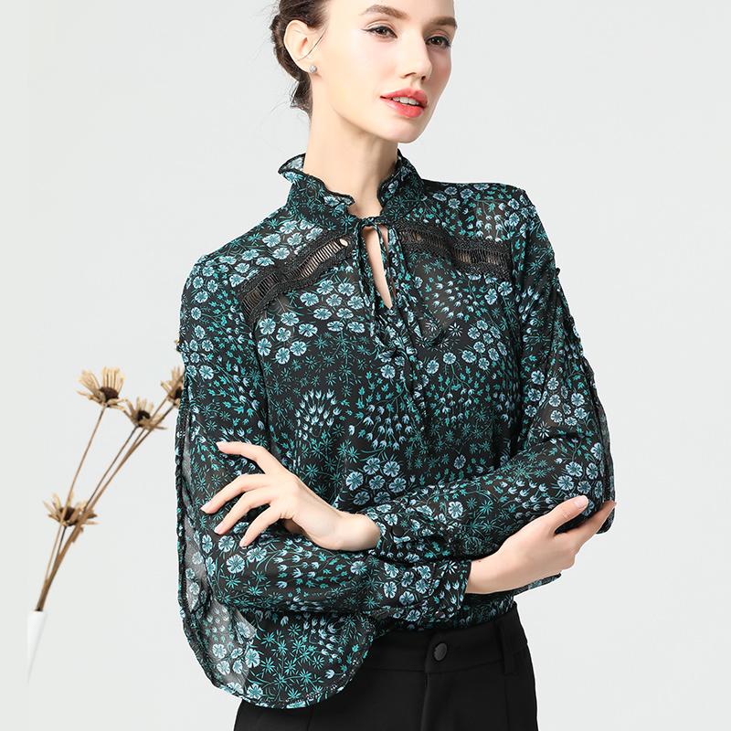 Loose Floral Lanon Hollow Out Plus Size Shirt