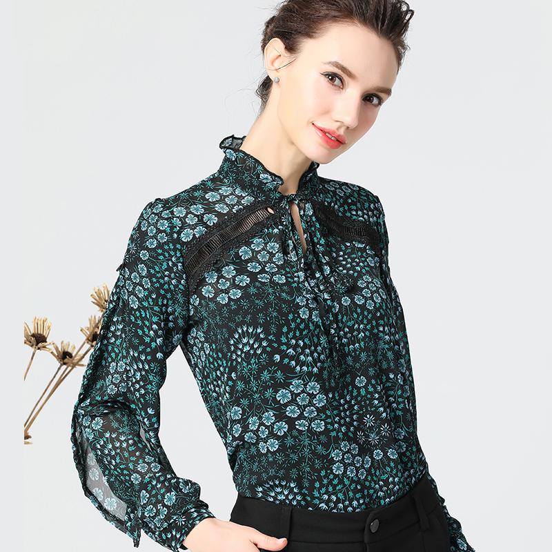 Loose Floral Lanon Hollow Out Plus Size Shirt