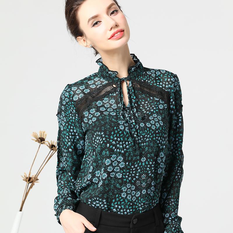 Loose Floral Lanon Hollow Out Plus Size Shirt