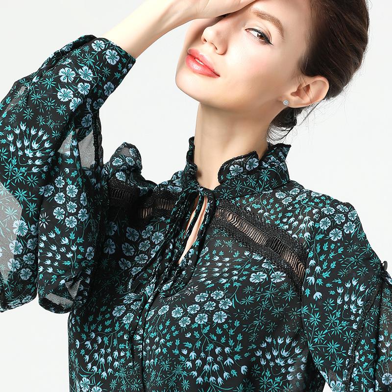 Loose Floral Lanon Hollow Out Plus Size Shirt