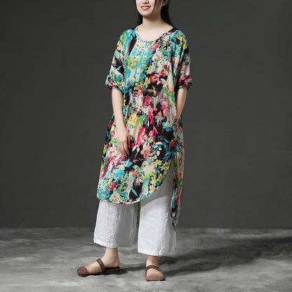 Loose Flower Shoulder Sleeve Summer Dress