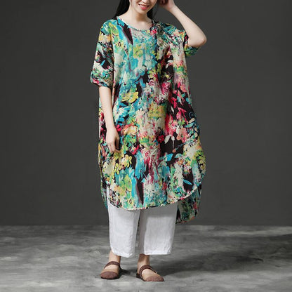 Loose Flower Shoulder Sleeve Summer Dress