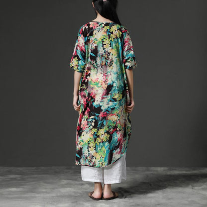 Loose Flower Shoulder Sleeve Summer Dress