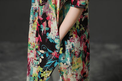 Loose Flower Shoulder Sleeve Summer Dress