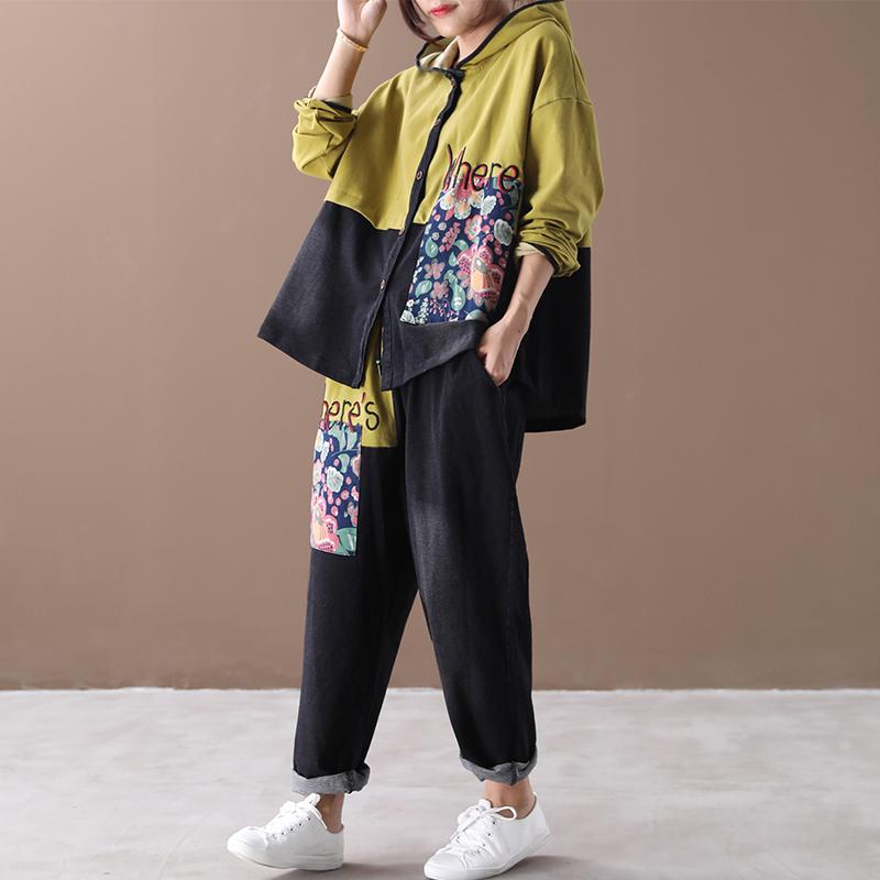 Loose Letter Embroidery Stitching Casual Suit
