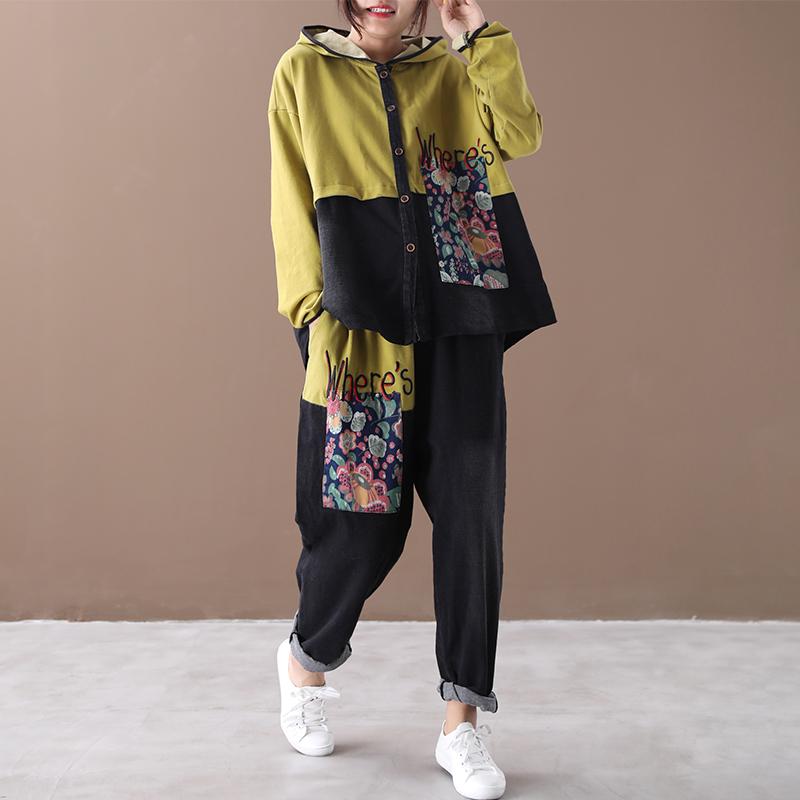 Loose Letter Embroidery Stitching Casual Suit