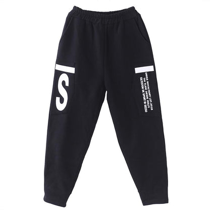 Loose Letter Printed Plus Velvet Casual Pants