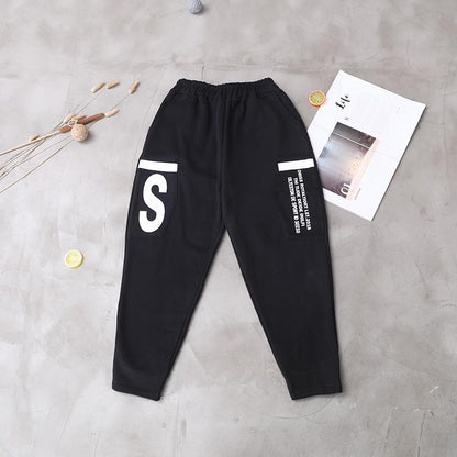 Loose Letter Printed Plus Velvet Casual Pants