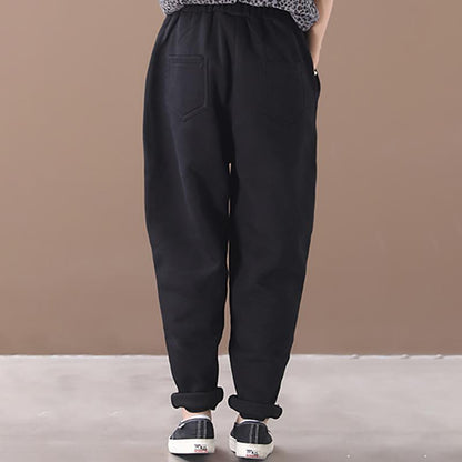 Loose Letter Printed Plus Velvet Casual Pants