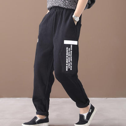 Loose Letter Printed Plus Velvet Casual Pants