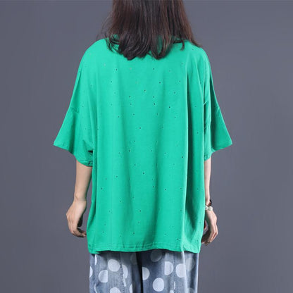 Loose Literary Digital Printed Hole T-Shirt