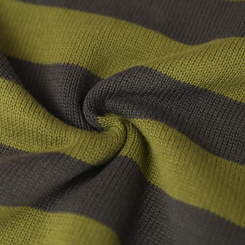 Loose Literary Striped Single Breasted Sweater Coat