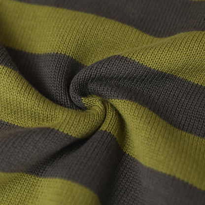 Loose Literary Striped Single Breasted Sweater Coat