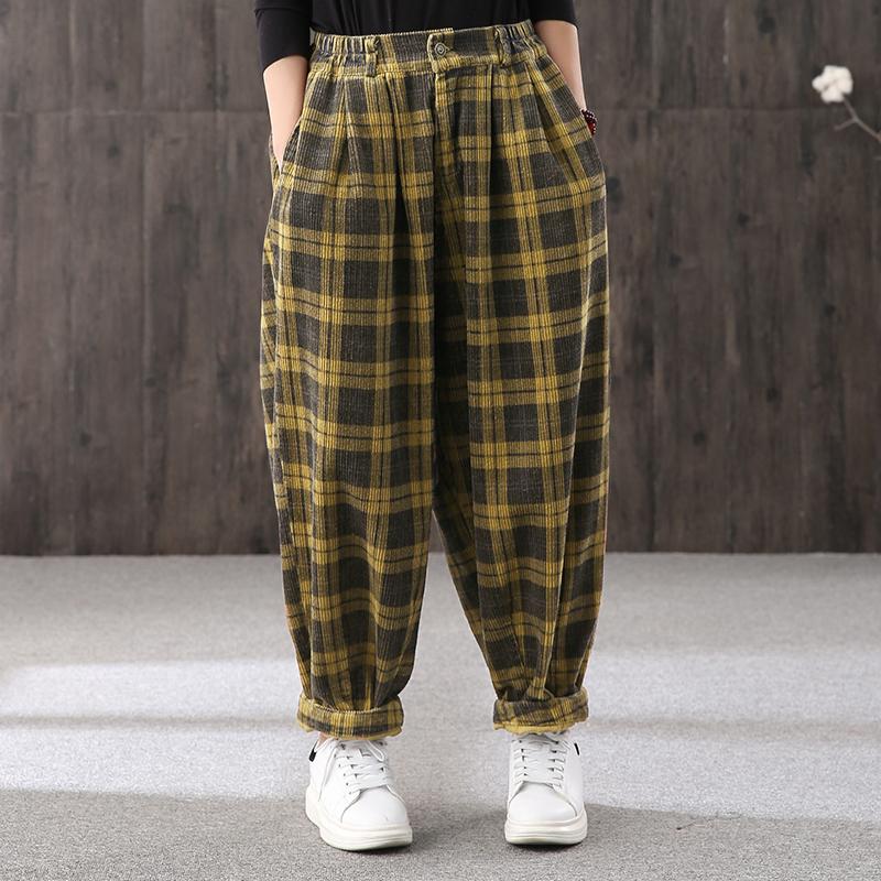 Loose Plaid Casual Warm Harem Pants