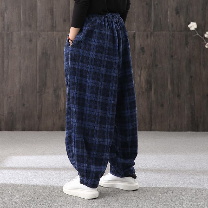 Loose Plaid Casual Warm Harem Pants