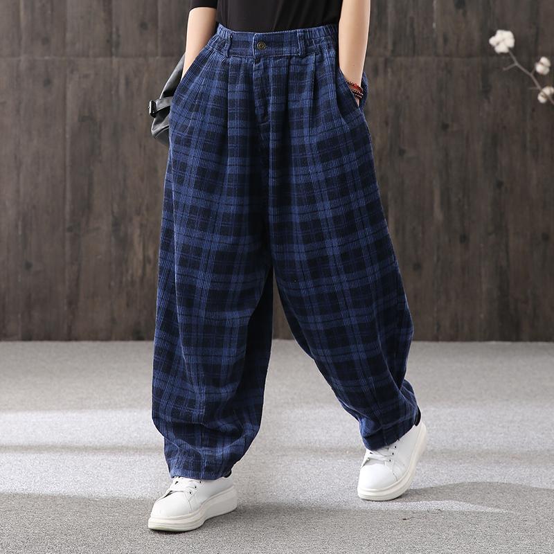 Loose Plaid Casual Warm Harem Pants