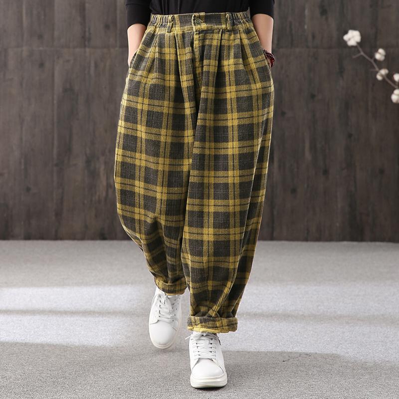 Loose Plaid Casual Warm Harem Pants