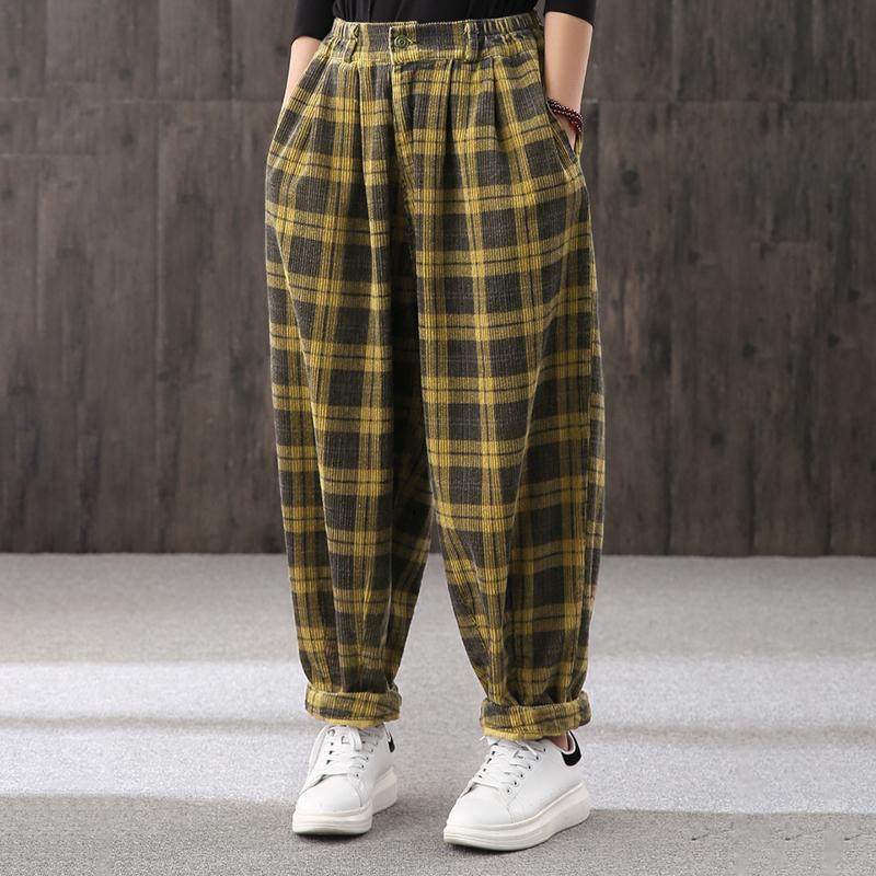 Loose Plaid Casual Warm Harem Pants
