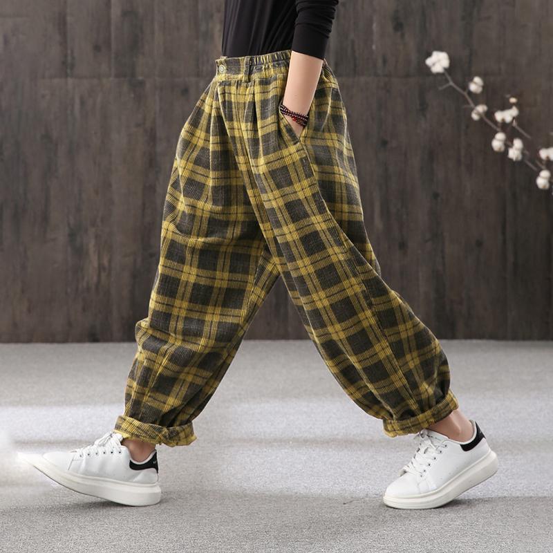 Loose Plaid Casual Warm Harem Pants