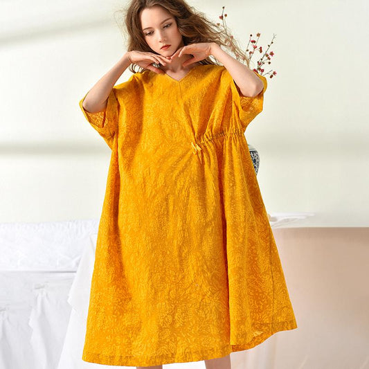 Loose Plus Size Cotton Pullover Solid Two Piece Dress