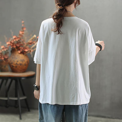 Loose Round Neck Cartoon Printed T-Shirt