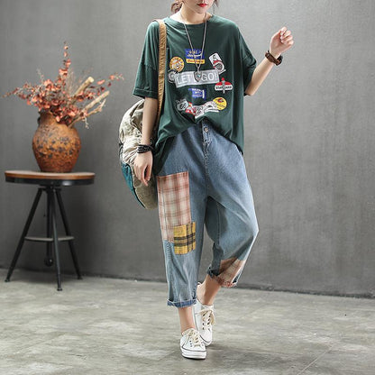 Loose Round Neck Cartoon Printed T-Shirt