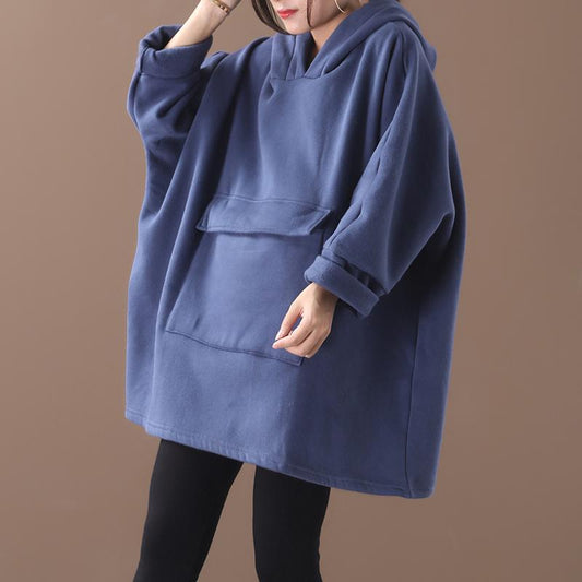 Plus Size - Loose Single Pocket Plus Velvet Sweatshirt
