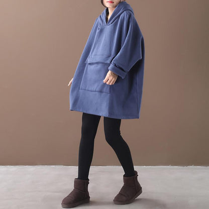 Plus Size - Loose Single Pocket Plus Velvet Sweatshirt