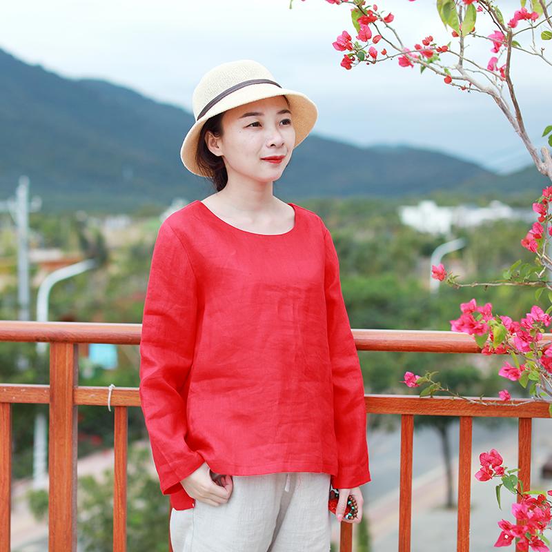 Loose Solid Casual Long Sleeve Plus Size Blouse