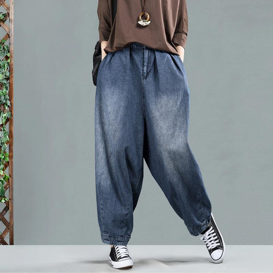 Loose Solid Color Bloomers Jeans