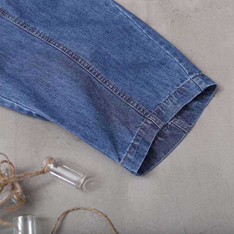 Loose Solid Color Drawstring Denim Hoodie