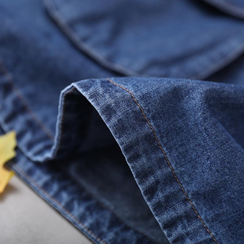 Loose Solid Color Drawstring Denim Hoodie