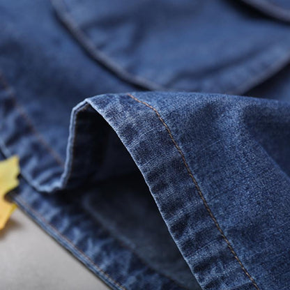 Loose Solid Color Drawstring Denim Hoodie