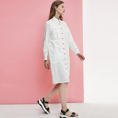 Loose Solid POLO Collar Plus Size Dress