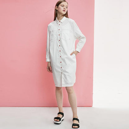 Loose Solid POLO Collar Plus Size Dress