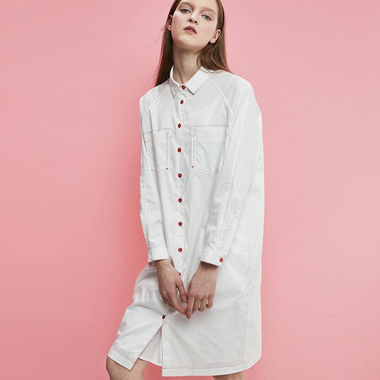 Loose Solid POLO Collar Plus Size Dress