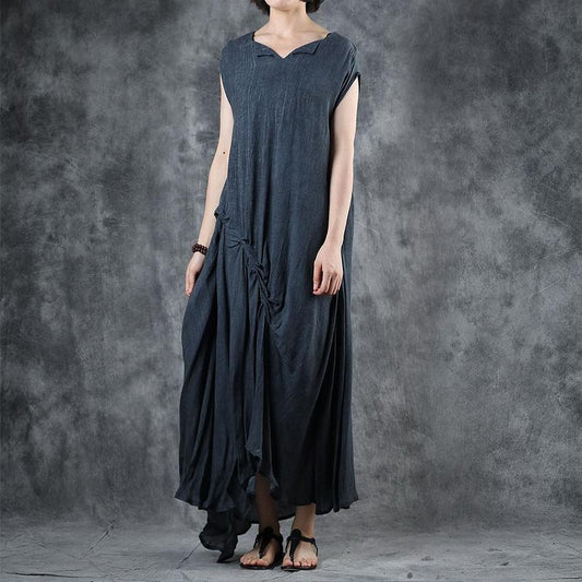 Loose Summer Irregular Sleeveless Solid Color Dress