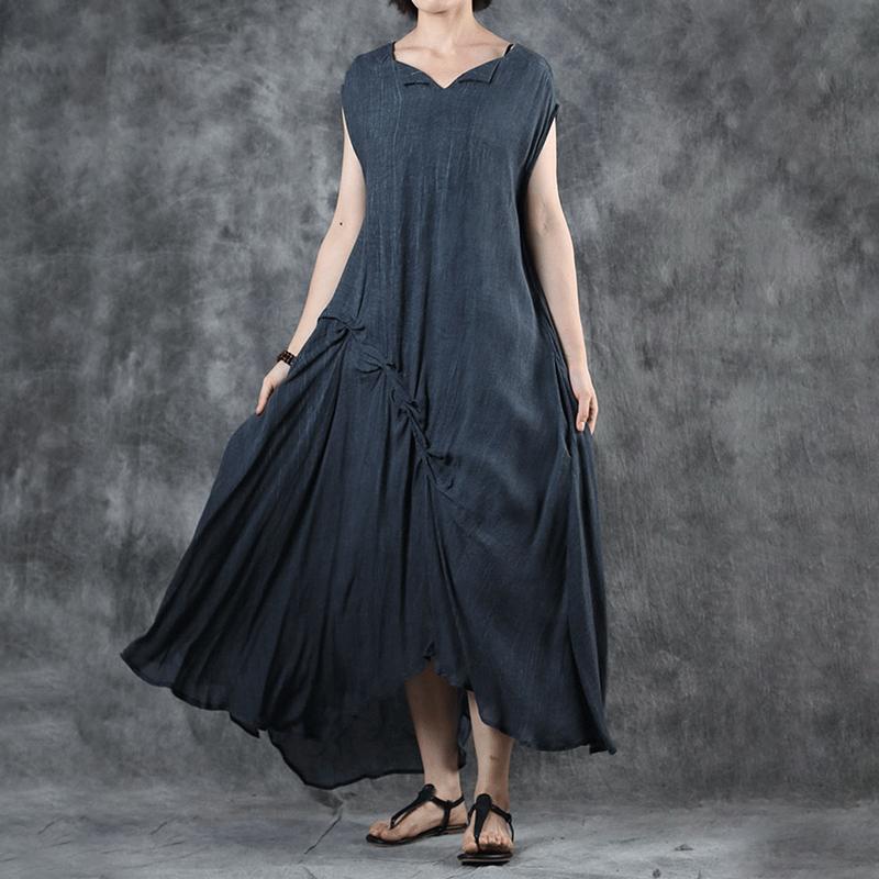 Loose Summer Irregular Sleeveless Solid Color Dress