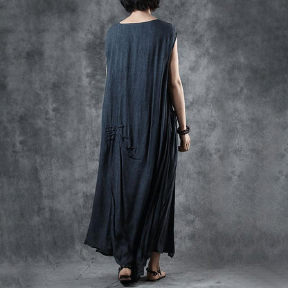 Loose Summer Irregular Sleeveless Solid Color Dress