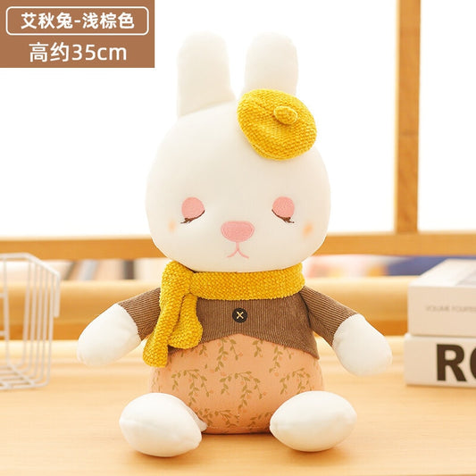 Lovely Aiqiu Rabbit Plush Toy / Cute Rabbit with Scarf and Hat / Girl's Birthday Gift / Home Decoration