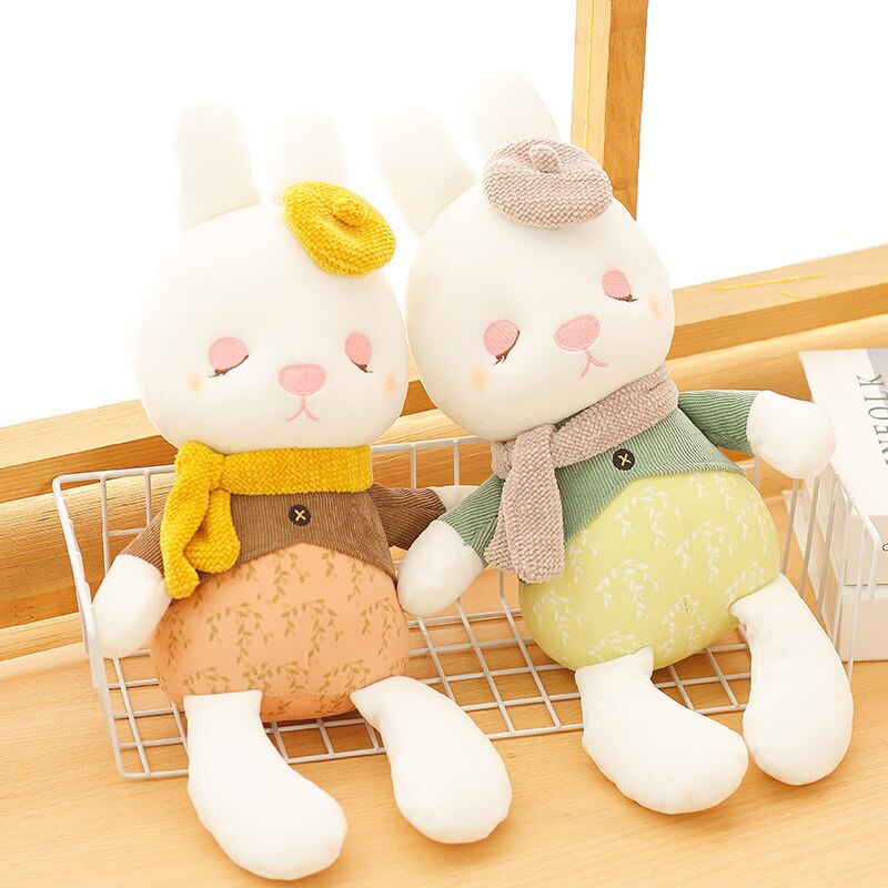 Lovely Aiqiu Rabbit Plush Toy / Cute Rabbit with Scarf and Hat / Girl's Birthday Gift / Home Decoration