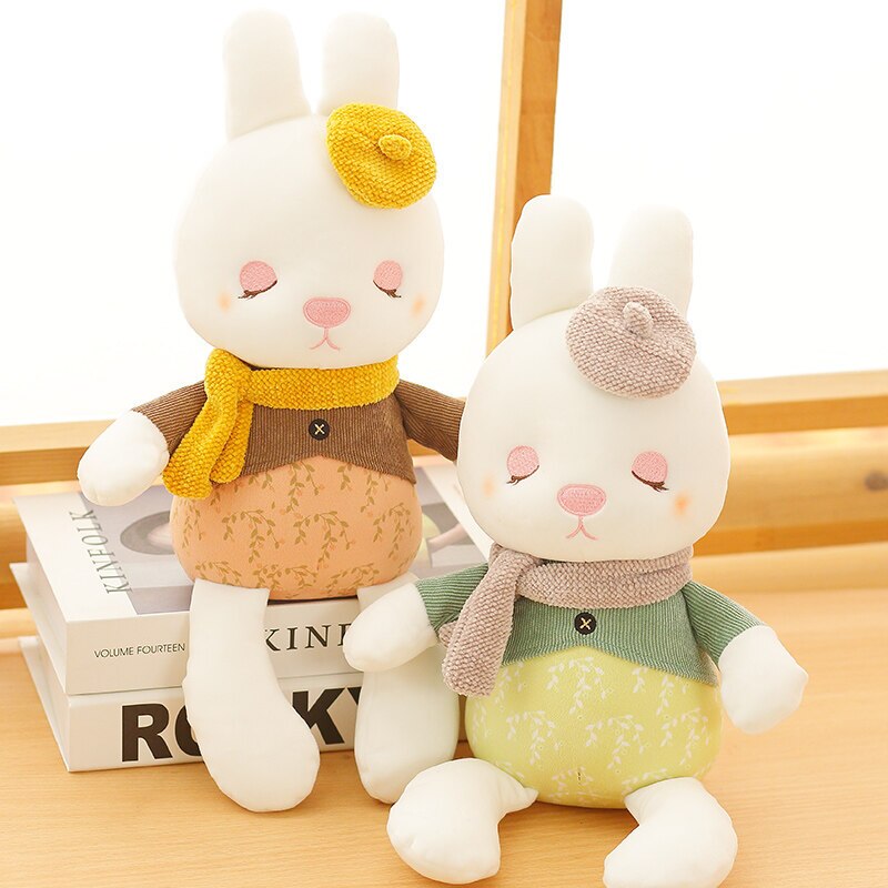 Lovely Aiqiu Rabbit Plush Toy / Cute Rabbit with Scarf and Hat / Girl's Birthday Gift / Home Decoration
