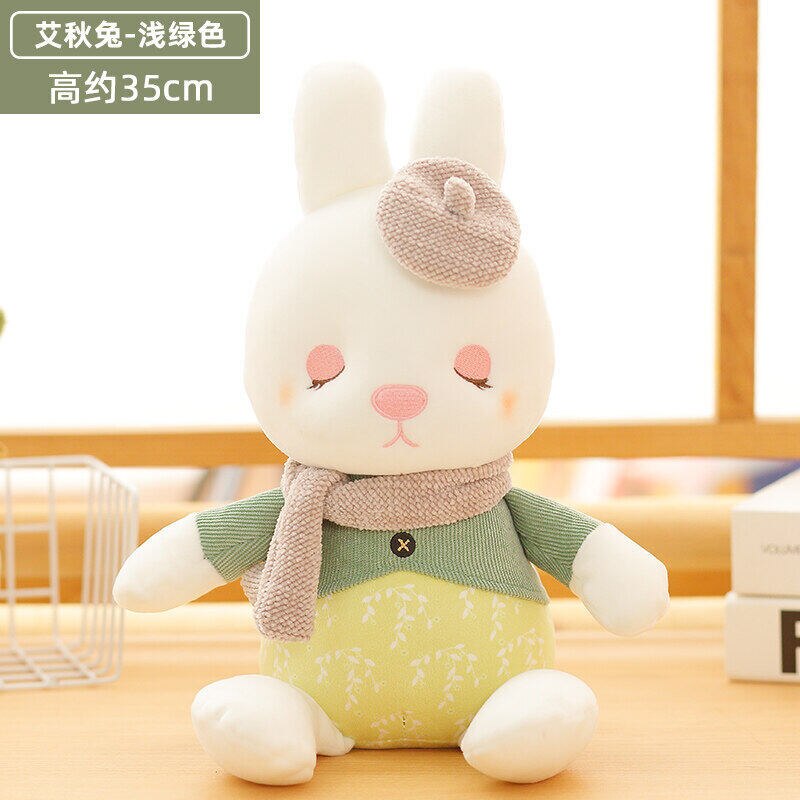 Lovely Aiqiu Rabbit Plush Toy / Cute Rabbit with Scarf and Hat / Girl's Birthday Gift / Home Decoration