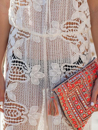 Pretty Lace Wide Leg Long Jumpsuits