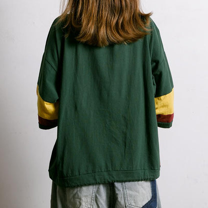 Matching Color Embroidered Letter Drawstring T-Shirt