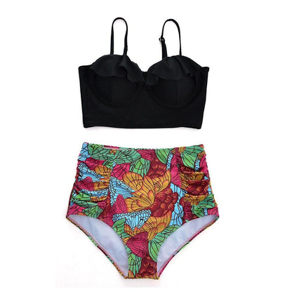 High Waist Bikini Set 2020 Biquini Plus Size Swimwear Women 3XL Print Swimsuit Bandage Bathing Swimming Suit Bikinis - Zebrant