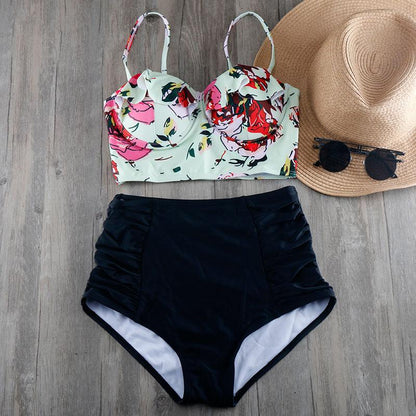 High Waist Bikini Set 2020 Biquini Plus Size Swimwear Women 3XL Print Swimsuit Bandage Bathing Swimming Suit Bikinis - Zebrant