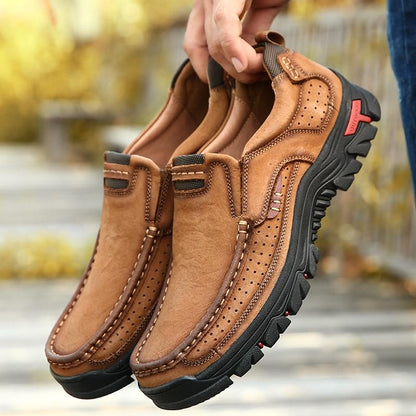 Shoes Comfortable First Layer Cowhide Leather Outdoor Sneakers Men Breathable Hiking Sports Boots Big Size 38-50 - Zebrant